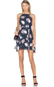 Keepsake Revolve Up for Air Navy Blue Floral Mini Dress Size S Cocktail Party